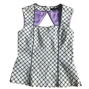White House Black Market‎ WHBM Plaid Sleeveless Top US6